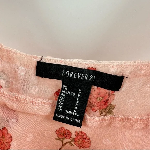 Forever 21 Pink Floral Ruffled Tank Top – Size Small - Picture 4 of 5
